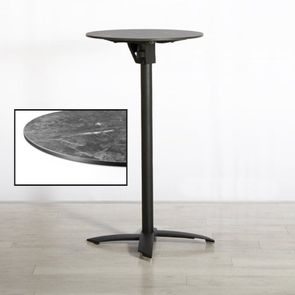 600mm Black Marble Round Poseur Table