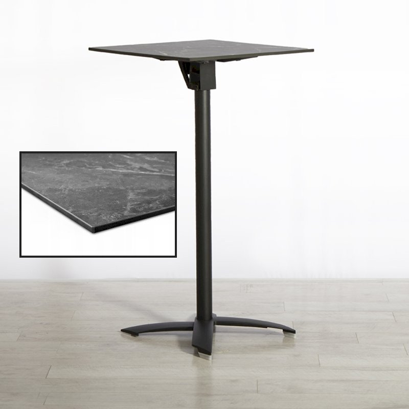 600mm Black Marble Square Poseur Table