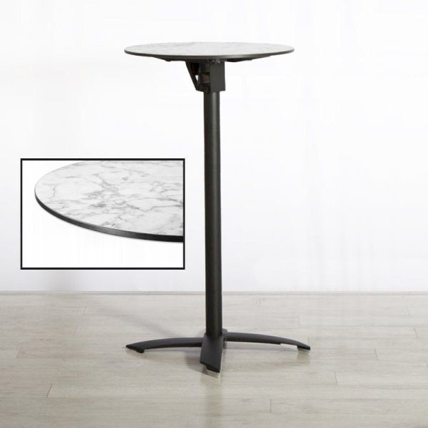 600mm White Marble Round Poseur Table